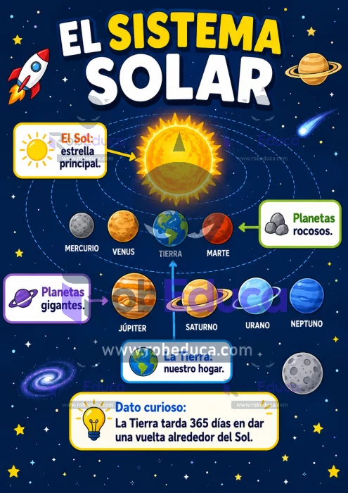 Poster educativo del sistema solar